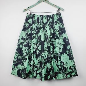Lapis Retro Floral Tea Length Midi Skirt Sz Small